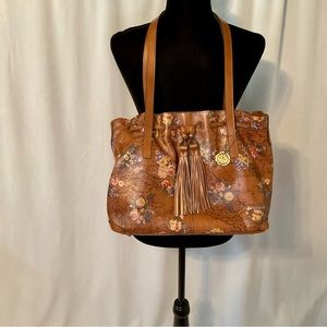 Patricia Nash Drawstring Tote English Garden Floral Map 10th Anniversary